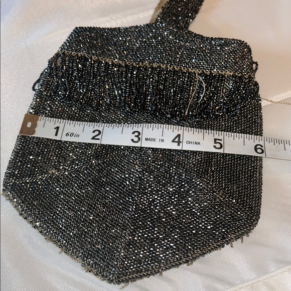 Antique Art Deco Black Hexagonal Clutch with Sparkly Finish - Picture 9 of 12